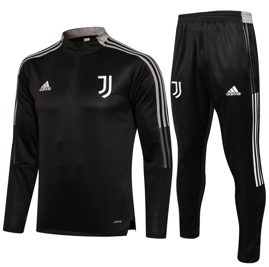 2021/22 Juventus Black Grey Training Kits Sweatshirt with Pants